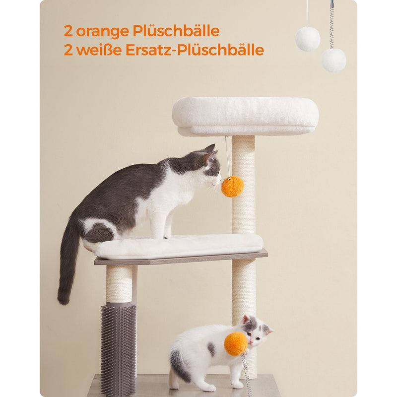 Segenn Krabpaal met kattenbakkast - kattenbak met 2-in-1 moderne kattenboom - met roomer - krabzuilen - platform - wasbare kussens - Greige - 134 cm