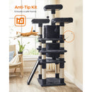 Segenn's Krabpaal XXL 172 cm - grote krabpaal - krabpaal met 3 comfortabele uitkijkplatforms - kattenspeelgoed met 2 knuffelholen - dikke sisalpalen - extra krabplank - stal - Rookgrijs