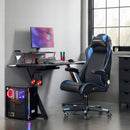 Segenn's Gamestoel - Racestoel - Ergonomische Bureaustoel - Bureaustoel met Hoofdsteun en Verstelbare Armleuningen - In Hoogte Verstelbaar - Stalen Frame - Kunstleer - Zwart-Blauw