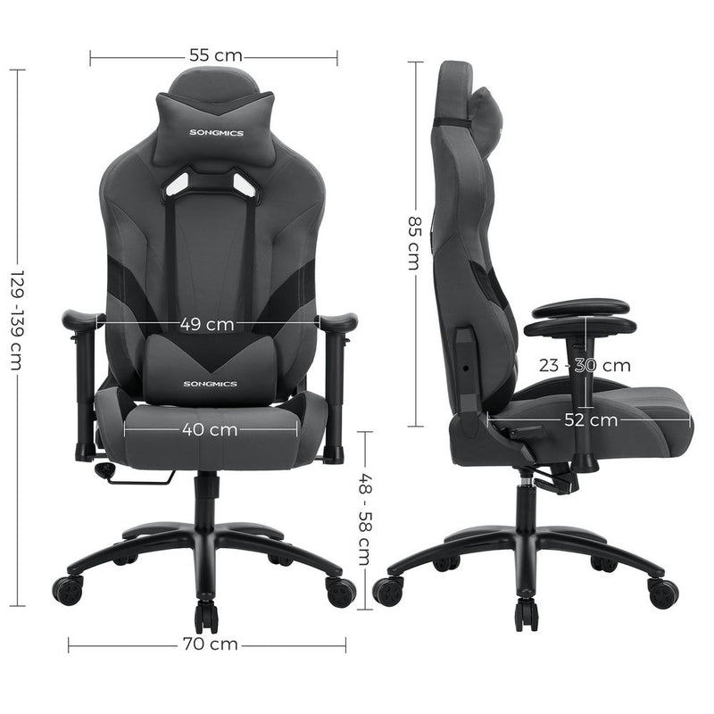 SEGENN Trento Comfortabele Grijze Gamingstoel met Verstelbaar Lendenkussen-Stijlvolle Grijze Gamingstoel met Ergonomisch Lendenkussen