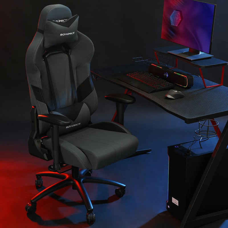 SEGENN Trento Comfortabele Grijze Gamingstoel met Verstelbaar Lendenkussen-Stijlvolle Grijze Gamingstoel met Ergonomisch Lendenkussen