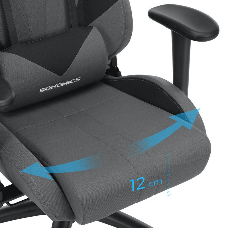 SEGENN Trento Comfortabele Grijze Gamingstoel met Verstelbaar Lendenkussen-Stijlvolle Grijze Gamingstoel met Ergonomisch Lendenkussen
