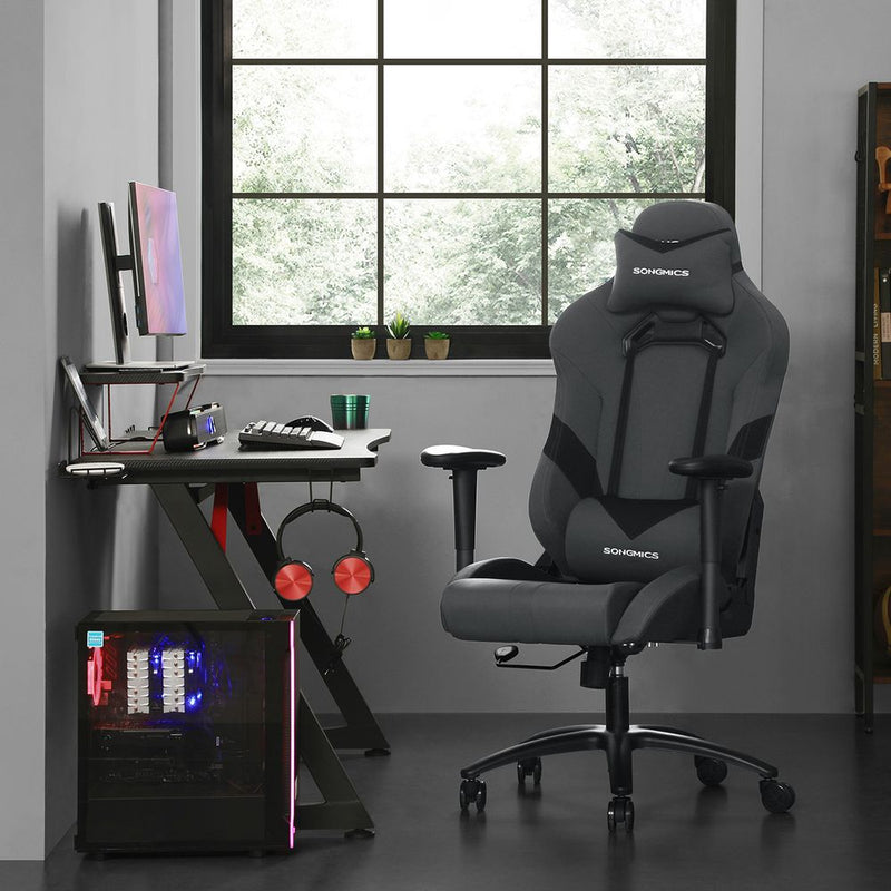 SEGENN Trento Comfortabele Grijze Gamingstoel met Verstelbaar Lendenkussen-Stijlvolle Grijze Gamingstoel met Ergonomisch Lendenkussen