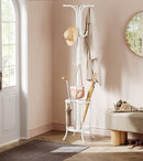 SEGENN Messina Vrijstaande Kapstok met 12 Haken en Paraplubak – Parelwit – Ruimtebesparend & Stijlvol-Kapstok met Parapluhouder en 12 Haken – Parelwit – Stevig en Functioneel