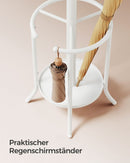 SEGENN Messina Vrijstaande Kapstok met 12 Haken en Paraplubak – Parelwit – Ruimtebesparend & Stijlvol-Kapstok met Parapluhouder en 12 Haken – Parelwit – Stevig en Functioneel