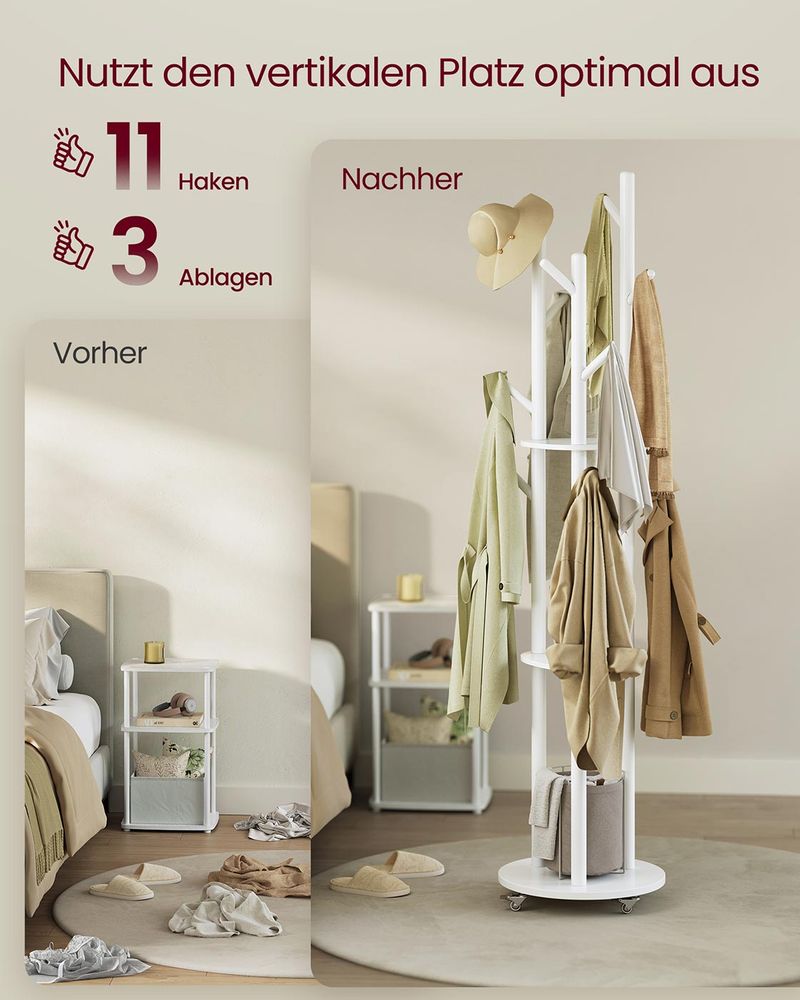 SEGENN Catania Kapstok met massief houten haken en opbergrekken – Duurzaam & stijlvol-Functioneel en warm design-Natuurlijke look