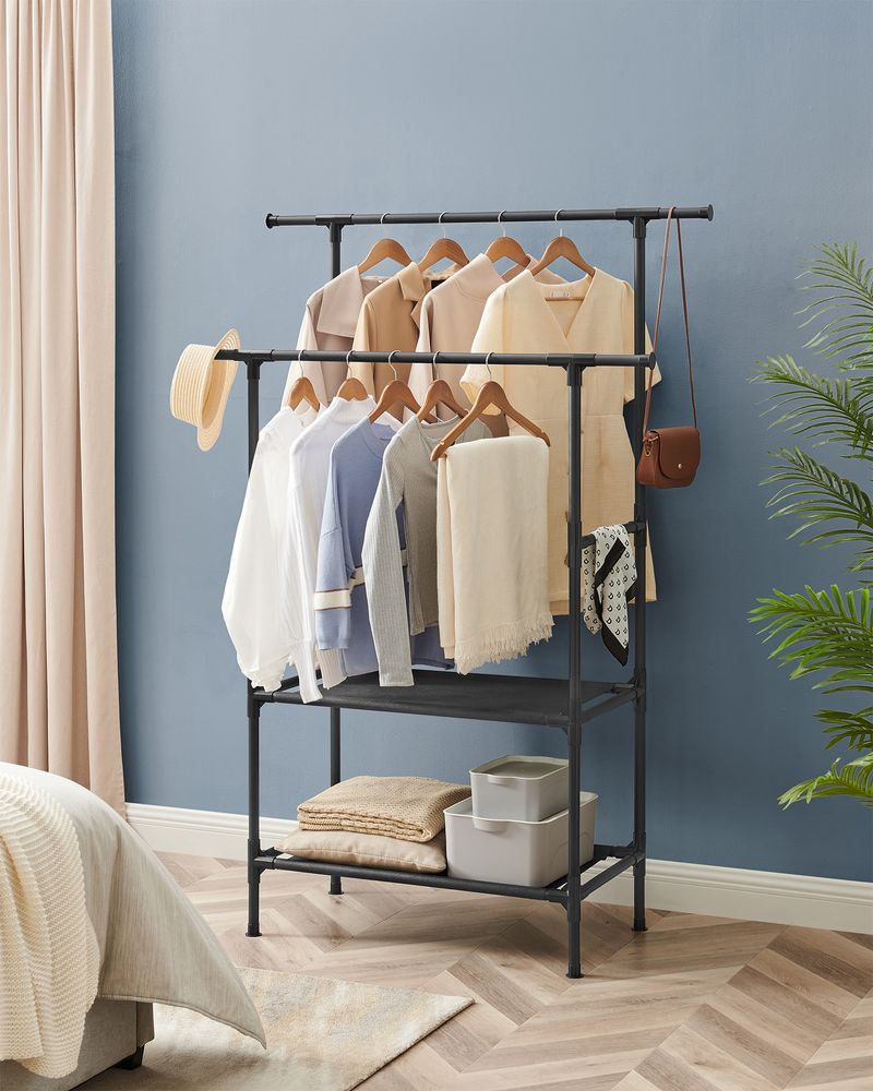 SEGENN Genoa Verplaatsbaar Kledingrek met Wielen – 103,5 cm – Zwart – Stabiel & Ruimtebesparend-Mobiel Kledingrek – Inktzwart – 103,5 cm Breed – Industrieel en Praktisch