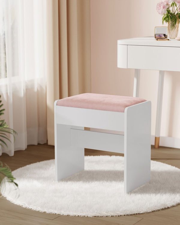 SEGENN Rimini Kaptafel Mat Wit & Pastelroze met Fluwelen Krukje-Stijlvolle Makeup Tafel voor Slaapkamer