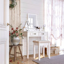 Segenn's Lilly kaptafel - Make up tafel met kruk - 2 grote lades met rails - uitneembare - 360 ° draaibare spiegel - wit