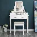 Segenn's Lilly kaptafel - Make up tafel met kruk - 2 grote lades met rails - uitneembare - 360 ° draaibare spiegel - wit