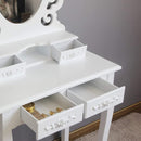 Segenn's Daisy Kaptafel - Uitgehold Kapsalontafel - met spiegel en krukje - 4 lades incl. 2 tussenschotten - kantelbeveiliging - wit
