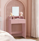 SEGENN Florence Pastelroze Kaptafel met Spiegel en 2 Lades – Makeup Tafel voor Slaapkamer of Tienerkamer