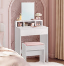 SEGENN Latina Witte Kaptafel met Spiegel en 2 Lades – Praktische Makeup Tafel voor Slaapkamer of Dressing