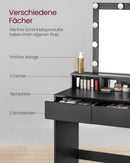 SEGENN Lanciano Moderne Kaptafel met LED-verlichting-Stijlvolle Kaptafel met Spiegel-Makeup tafel met LED-verlichting