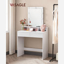 Segenn's Witty Kaptafel - make up tafel - make up tafel met spiegel - kaptafel met spiegel en gloeilampen - met 2 lades en 3 open vakken - Wit