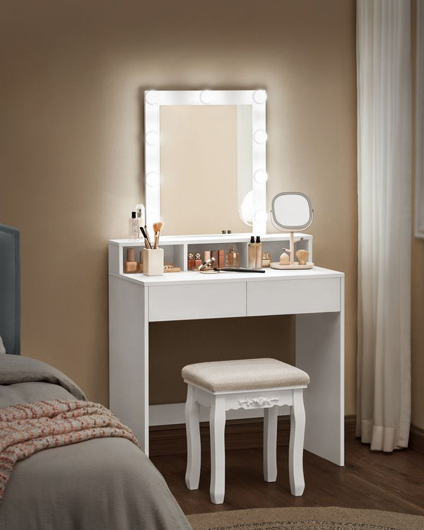 SEGENN Coenza Kaptafel met Spiegel en Lampen-Makeup tafel met Spiegel en Verlichting-Stijlvolle Kaptafel met Spiegel en Gloeilampen/Luxe Kaptafel met Hollywood-verlichting