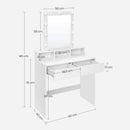 Segenn's Witty Kaptafel - make up tafel - make up tafel met spiegel - kaptafel met spiegel en gloeilampen - met 2 lades en 3 open vakken - Wit