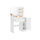 SEGENN Paris Witte Kaptafel met Planken en Lade-Functionele Makeup Tafel met Opbergruimte – Wit-Stijlvolle Witte Kaptafel met Lade en Opbergplanken