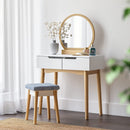 Segenn's Rome Kaptafel - make up tafel - wasbare krukhoes, wit en natuurlijke kleur