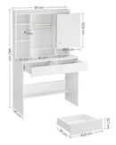 SEGENN Ravenna Moderne Kaptafel met Verlichte Spiegel (LED)-Makeup tafel met LED-verlichting-Luxe Makeup Tafel met Dimbare LED-lampen-Witte Kaptafel met LED-verlichte Spiegel en Opbergruimte