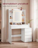 SEGENN Novara Moderne Kaptafel met LED Verlichting – Cloud White-Luxe Kaptafel in Cloud White met LED Verlichte Spiegel – Modern & Stijlvol