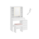 SEGENN Monza Kaptafel met LED Spiegel – Moderne Makeup Tafel in Cloud White voor Slaapkamer-Stijlvolle Makeup Tafel met LED Verlichting