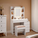 SEGENN Monza Kaptafel met LED Spiegel – Moderne Makeup Tafel in Cloud White voor Slaapkamer-Stijlvolle Makeup Tafel met LED Verlichting