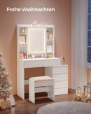 SEGENN Monza Kaptafel met LED Spiegel – Moderne Makeup Tafel in Cloud White voor Slaapkamer-Stijlvolle Makeup Tafel met LED Verlichting