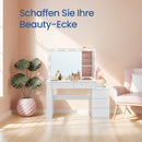 SEGENN Modena Kaptafel met Spiegel, LED-verlichting en Sieradenkast – Multifunctioneel Design-Makeup Tafel met LED-spiegel en Opbergkast voor Sieraden  3-in-1 Kaptafel: Spiegel- LED-verlichting & Sieradenopslag