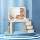 SEGENN Modena Kaptafel met Spiegel, LED-verlichting en Sieradenkast – Multifunctioneel Design-Makeup Tafel met LED-spiegel en Opbergkast voor Sieraden  3-in-1 Kaptafel: Spiegel- LED-verlichting & Sieradenopslag