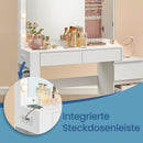 SEGENN Modena Kaptafel met Spiegel, LED-verlichting en Sieradenkast – Multifunctioneel Design-Makeup Tafel met LED-spiegel en Opbergkast voor Sieraden  3-in-1 Kaptafel: Spiegel- LED-verlichting & Sieradenopslag