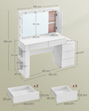 SEGENN Palermo Kaptafel in Cloud White met LED-verlichting en Ruime Spiegel-Compacte Kaptafel-Makeup tafel met LED-spiegel – Elegant Wolkenwit Ontwerp