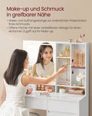 SEGENN Vicenza Makeup Tafel met LED Spiegel – Kaptafel 90 cm Breed voor Slaapkamer of Dressing