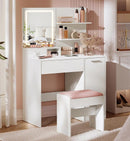 SEGENN Paris Kailyn Kaptafel met LED-verlichting, Spiegel en Open Opbergruimte-Makeup tafel Kailyn – LED-spiegel, Opberglade en Open Planken