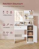 SEGENN Paris Kailyn Kaptafel met LED-verlichting, Spiegel en Open Opbergruimte-Makeup tafel Kailyn – LED-spiegel, Opberglade en Open Planken