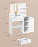 SEGENN Paris Kailyn Kaptafel met LED-verlichting, Spiegel en Open Opbergruimte-Makeup tafel Kailyn – LED-spiegel, Opberglade en Open Planken