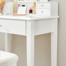 Segenn's French kaptafel - Make up tafel met kruk - met spiegel - 10 dimbare gloeilampen - gewatteerde kruk - 5 laden - 70 x 40 x 134 cm - cadeau-idee - wit