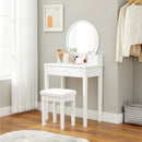 Segenn's Snapy kaptafel - Make up tafel met kruk - gewatteerde kruk - 5 laden - 70 x 40 x 134 cm - wit