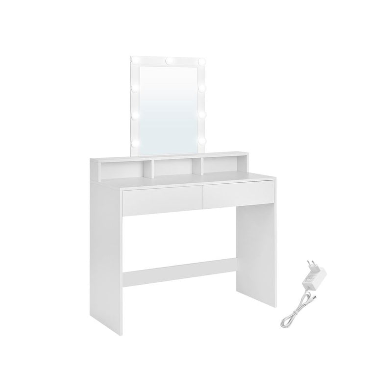 SEGENN Siena Witte Kaptafel met LED Spiegel – Moderne Makeup Tafel voor Slaapkamer of Dressing-Stijlvolle Witte Make-up Tafel met LED Verlichting – Perfect voor Jouw Beautyhoekje