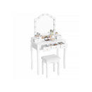 Segenn's InstaG Kaptafel - Kaptafel Met Spiegel - Make up Tafel - Met kruk - met 6 vakken, 5 lades - 10 gloeilampen