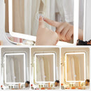 Segenn's Glowy kaptafel - Make up tafel met kruk - met led- verlichting in 3 kleuren - make-uptafel met uitneembare make-up organizer - met gecapitonneerde kruk - wit