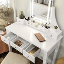 Segenn's Glowy kaptafel - Make up tafel met kruk - met led- verlichting in 3 kleuren - make-uptafel met uitneembare make-up organizer - met gecapitonneerde kruk - wit