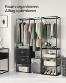 SEGENN Verona Modern Kledingrek met Opberglades – Diepzwart-Stijlvol Kledingrek met Lades – Ebbenhout Afwerking-Opbergruimte – Zwart Ebbenhout Look