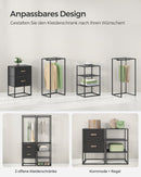 SEGENN Verona Modern Kledingrek met Opberglades – Diepzwart-Stijlvol Kledingrek met Lades – Ebbenhout Afwerking-Opbergruimte – Zwart Ebbenhout Look