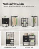 SEGENN Verona Modern Kledingrek met Opberglades – Diepzwart-Stijlvol Kledingrek met Lades – Ebbenhout Afwerking-Opbergruimte – Zwart Ebbenhout Look