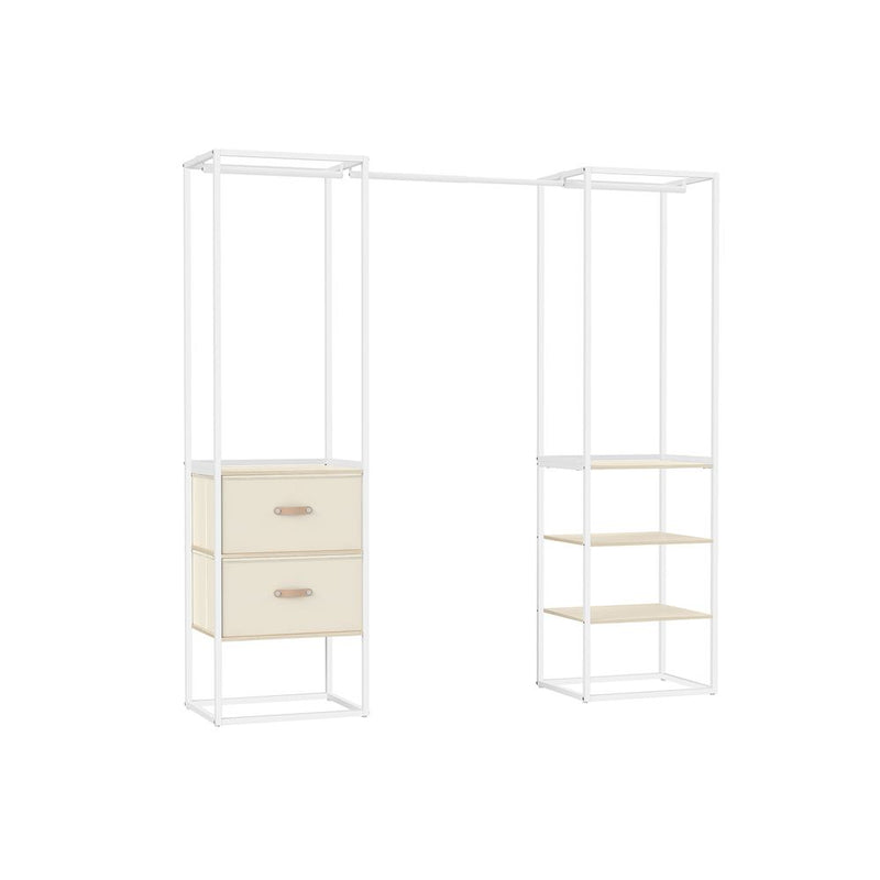 SEGENN Turin Minimalistisch Kledingrek met Opberglades – Multifunctioneel Kledingrek met Lades – Beige Tinten