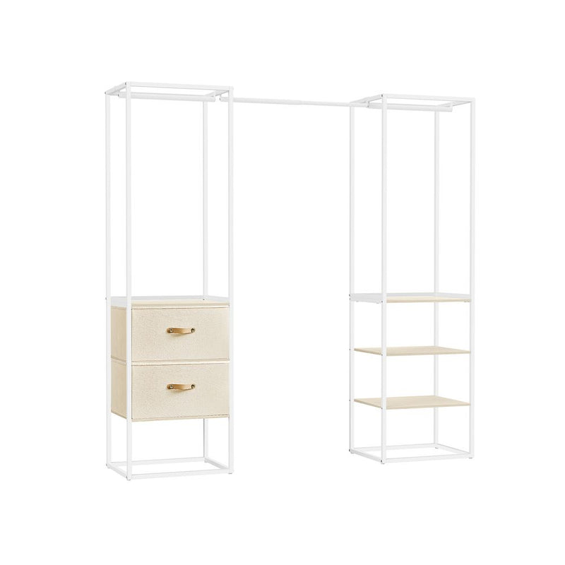 SEGENN Turin Minimalistisch Kledingrek met Opberglades – Multifunctioneel Kledingrek met Lades – Beige Tinten