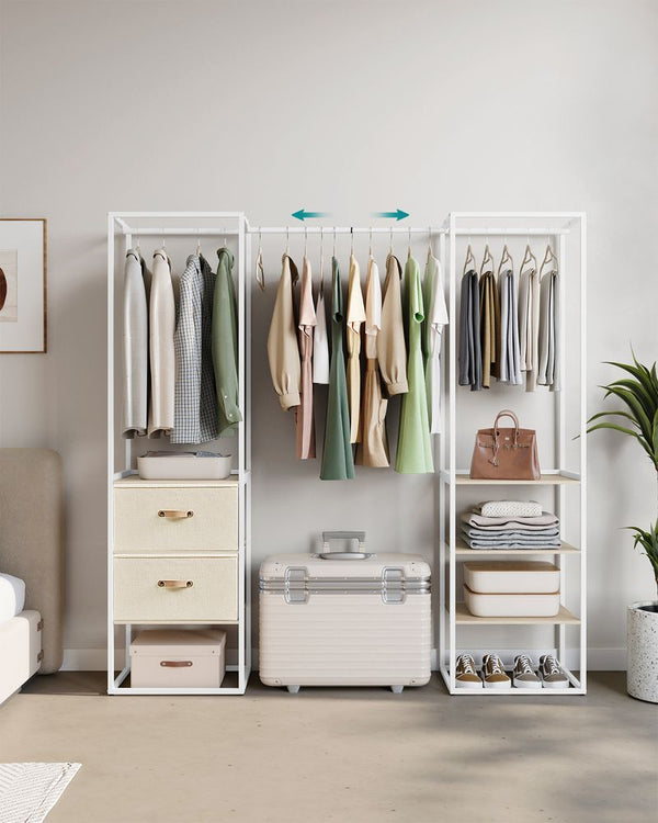 SEGENN Turin Minimalistisch Kledingrek met Opberglades – Multifunctioneel Kledingrek met Lades – Beige Tinten