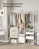 SEGENN Turin Minimalistisch Kledingrek met Opberglades – Multifunctioneel Kledingrek met Lades – Beige Tinten