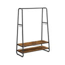 SEGENN Turin Kledingrek Industrieel Design – Zwart Staal & Vintage Hout-Vrijstaand Kledingrek Industriee-Vintage Kledingrek voor Slaapkamer of Hal